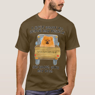 Truck Driving Dog Pomeranian T-Shirt