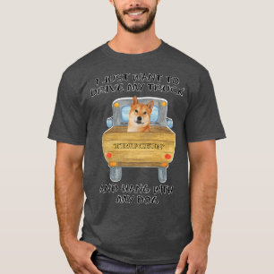 Truck Driving Dog Shiba Inu  T-Shirt