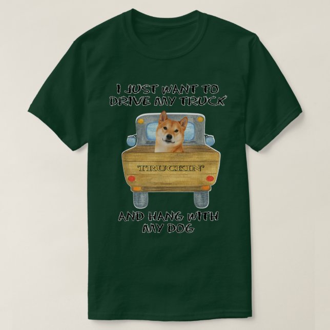 Truck Driving Dog Shiba Inu  T-Shirt (Design Front)