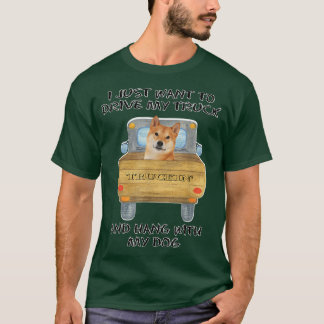 Truck Driving Dog Shiba Inu  T-Shirt