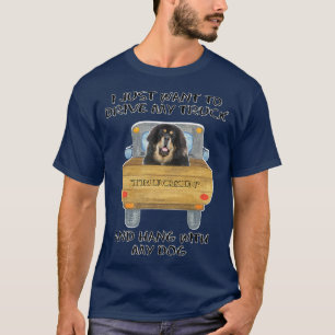 Truck Driving Dog Tibetan Mastiff T-Shirt