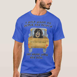 Truck Driving Dog Tibetan Mastiff T-Shirt