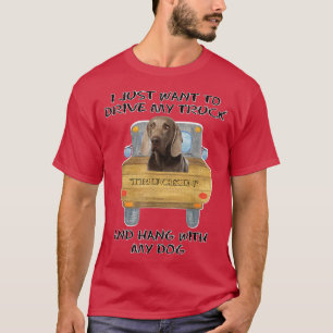 Truck Driving Dog Weimaraner  T-Shirt