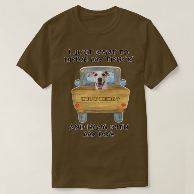 Truck Driving Dog Whippet  T-Shirt (Design Front)