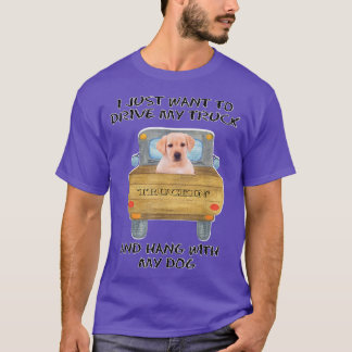 Truck Driving Dog Yellow Labrador  T-Shirt