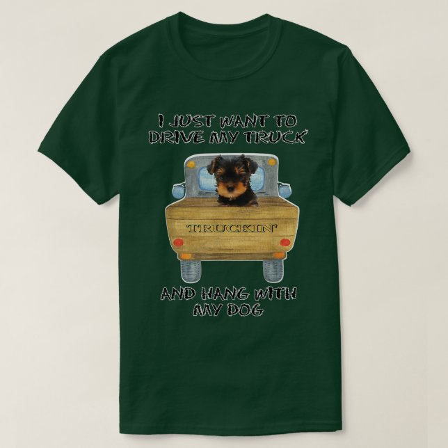 Truck Driving Dog Yorkshire Terrier  T-Shirt (Design Front)