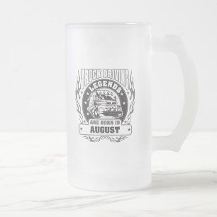 Truck Driving Legends Are Born In August Frosted Glass Beer Mug