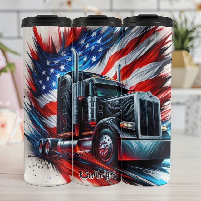 Truck Emerging from American Flag Thermal Tumbler (Creator Uploaded)