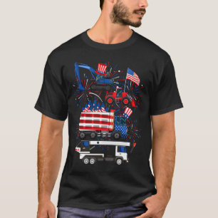 Truck Excavator Crane Construction 4th Of July T-Shirt