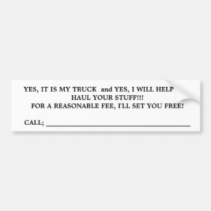 TRUCK FOR HIRE,bumper sticker