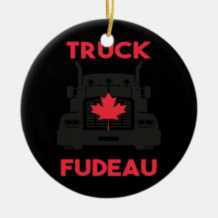 Truck Fudeau Anti Justin Trudeau Free Canada Ceramic Tree Decoration