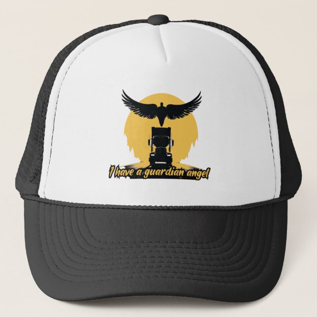 Truck Guardian Angel Protection Faith Road Journey Trucker Hat (Front)