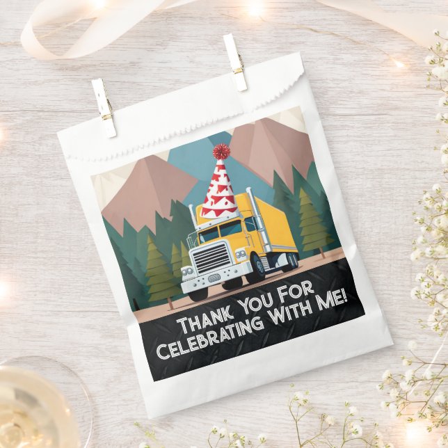 Truck Happy Birthday Party Funny Transport Favour Bags (Clipped)