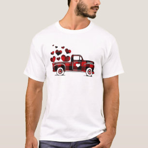 Truck Heart Red Plaid Valentine's Day Heart T-Shirt