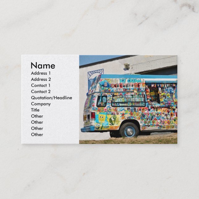 Truck - Ice Cream - Ice Cream headache Business Card (Front)