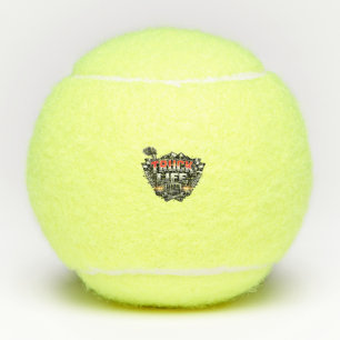Truck Life Grunge Distressed Chrome Red Trucker Li Tennis Balls