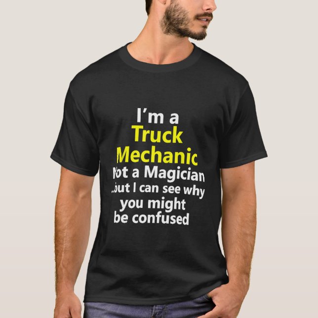 Truck Mechanic Job Pickup Diesel Monster Turbo   T-Shirt (Front)