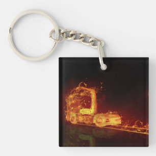 Truck on Fire! - Acrylic Keychain