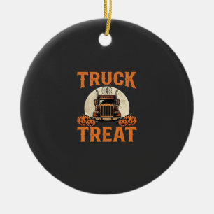 Truck or Treat Halloween Semi Truck Design_1 Ceramic Tree Decoration