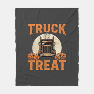Truck or Treat Halloween Semi Truck Design_1 Fleece Blanket