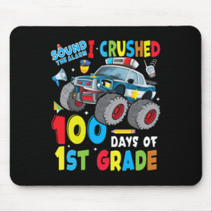 Truck Police Car 100 Days Of School 1st Grade Boys Mouse Pad