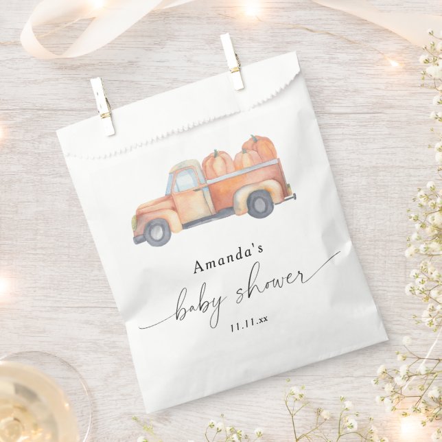 Truck pumpkin autumn baby shower  favour bags (Clipped)