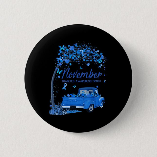 Truck Pumpkin November Diabetes Awareness Month Gi 6 Cm Round Badge (Front)