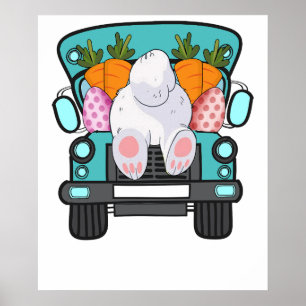 truck rabbit, retro, vintage poster