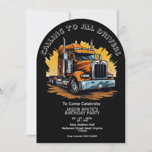 Truck Themed Boy Birthday Invitation 