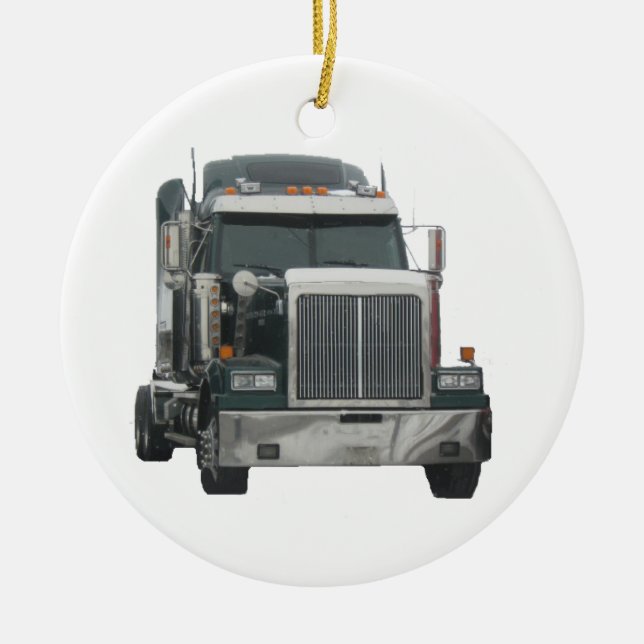 Truck tractor ceramic tree decoration (Front)