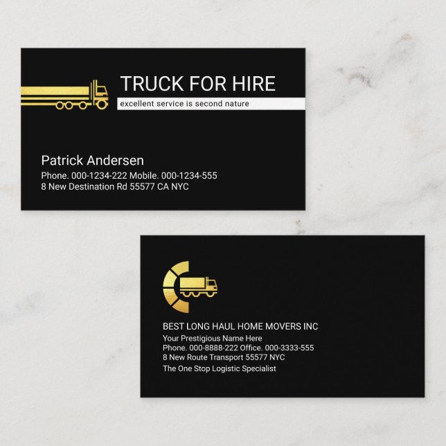 Truck Transport Line Trucking Driver Business Card (Front/Back)