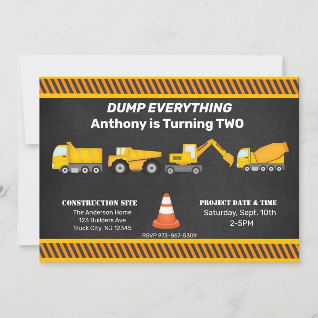 Truck, Trucks & More Trucks Kids Birthday  Invitation (Front)