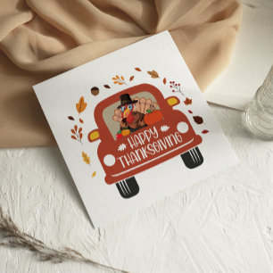 Truck Turkey Cute Happy Thanksgiving card