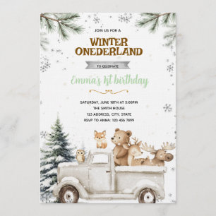 Truck Winter Woodland invitation