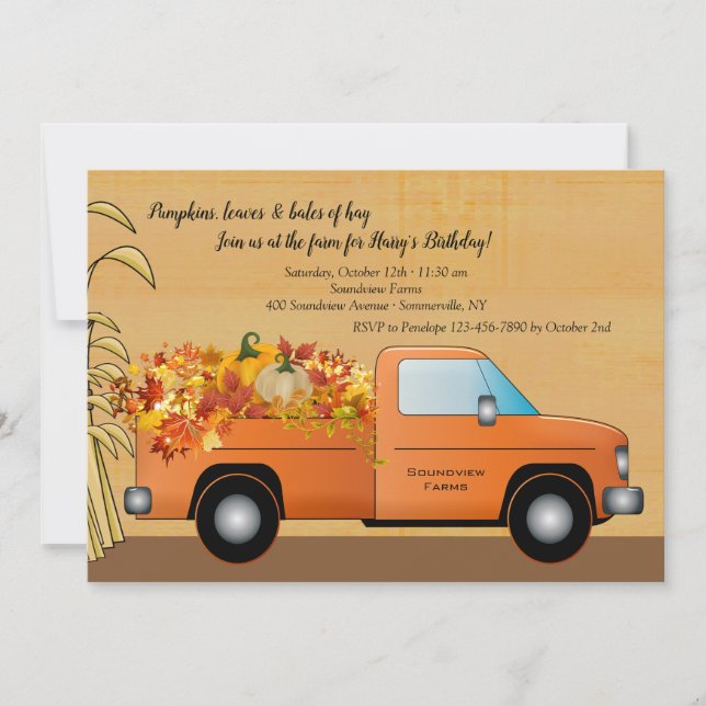 Truck With Leaves Fall Invitation (Front)