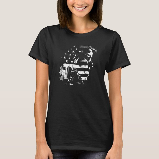 trucker American Big Rigs Diesel Truck Driver 16 T-Shirt (Front)