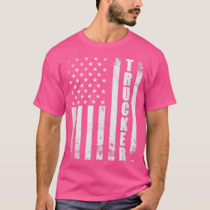Trucker American Flag Semi Truck Driver 18 Wheeler T-Shirt