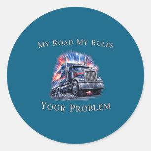 Trucker American Flag Truck Driver  Classic Round Sticker