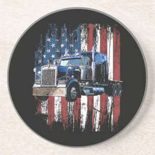Trucker American Flag Truck Driver Truck Driver Gi Coaster