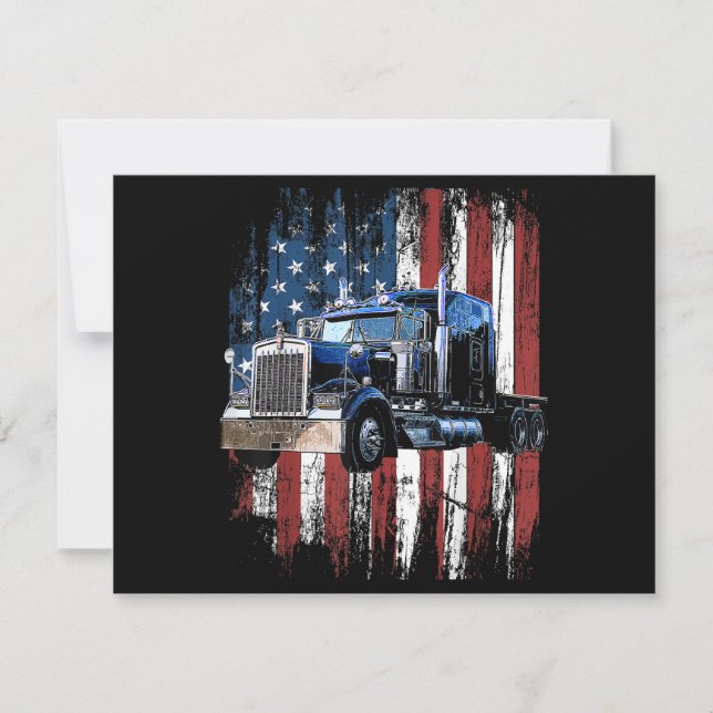 Trucker American Flag Truck Driver Truck Driver Gi Invitation (Front)