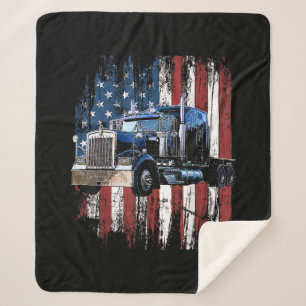 Trucker American Flag Truck Driver Truck Driver Gi Sherpa Blanket