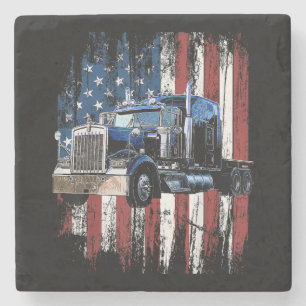 Trucker American Flag Truck Driver Truck Driver Gi Stone Coaster
