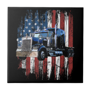 Trucker American Flag Truck Driver Truck Driver Gi Tile