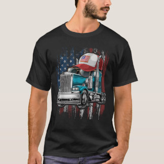 Trucker American Flag Trucker Hat Truck Driver Gif T-Shirt