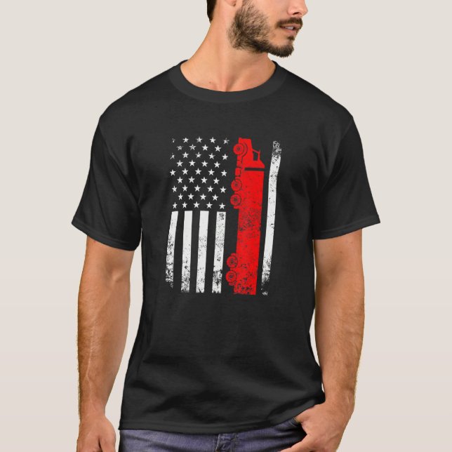 Trucker American Flag Usa Patriotic Proud Funny Tr T-Shirt (Front)
