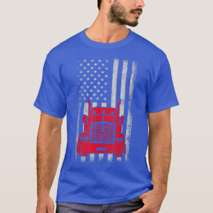 Trucker American Flag Vintage Truck Driver Design T-Shirt