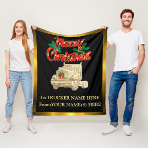 Trucker Christmas Gift Personalised Fleece Blanket