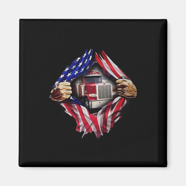 Trucker Driver American Flag Truck Magnet (Front)