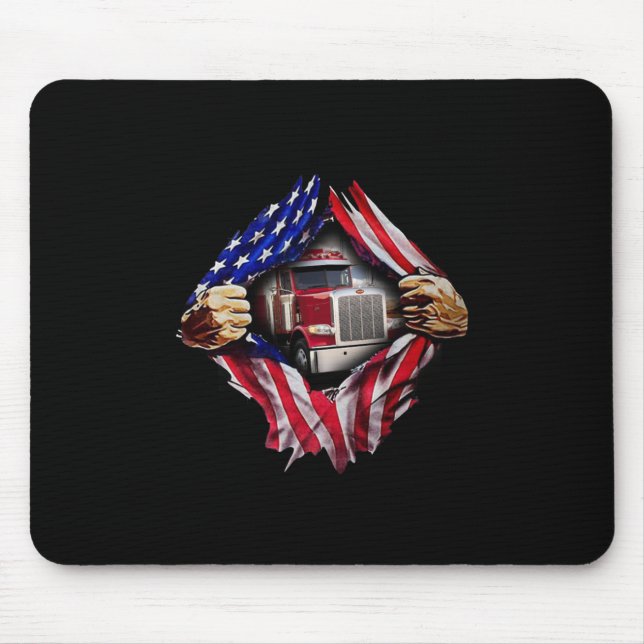 Trucker Driver American Flag Truck Mouse Pad (Front)