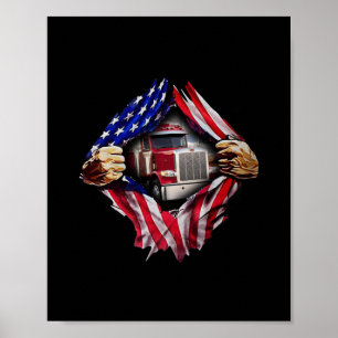 Trucker Driver American Flag Truck Poster